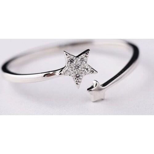 Bohemian Retro Crystal Star Ring For Women Fashion Open Finger Rings Female Boho Jewelry