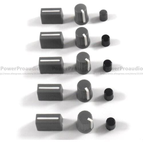 5PCS Rotary Knob+5PCS Fader Cap For Rane Mixer TTM 57 61 62 64 68 (Gray)