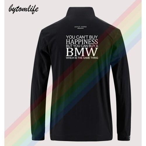 Funny Bmw Can't Buy Happiness Mens Street Windbreaker Zipper Thin Jacket Mens Casual Back Printing Jacket Asian Size