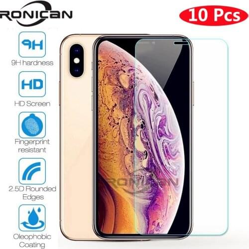 10Pcs Tempered Glass For iPhone X XS MAX 5 5s SE Screen Protective Film For iPhone 6 6s 7 8 Plus Glass Protector On iPhone XS XR