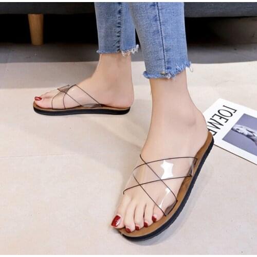 Women sandals PU Slip On 1CM Flat heel Round Toe Shallow women shoes sandalias mujer 2020 size 35-42 black white