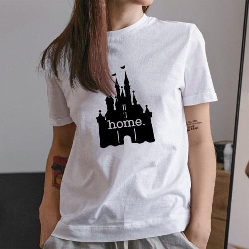 Women T-shirts Fashion Casual Style Top White Tees Disney Dropship Printing T Shirt Harajuku Paradise Pattern Home Tshirts Loose