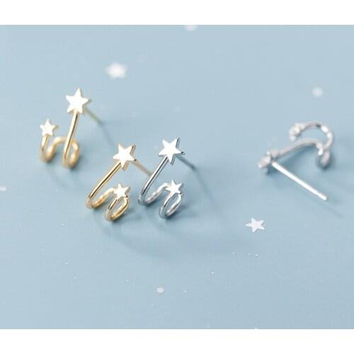 Double Star Minimalist Exquisite 925 Sterling Silver Mini Stud Earrings for Women Gold/Silver S925 Earring Fine Jewelry YEA547
