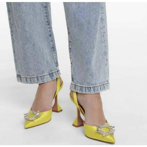 2021 Brand Women Pumps Luxury Crystal Slingback High heels Summer Bride Shoes Comfortable Strange Heeled Party Wedding Shoes