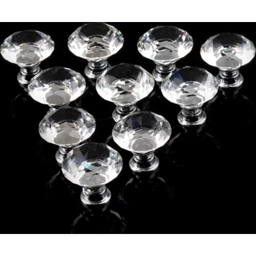 1pack/10 Pcs 30mm Diamond Shape Crystal Glass Drawer Cabinet Knob Pull Handle Kitchen Door Wardrobe Hardware