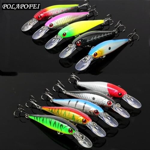 10pcs Minnow Fishing Lure Black Wobbler Pike Salmo Artificial Bait Hook Fishing Accessories Tackle Kosadaka 10cm 10g E172