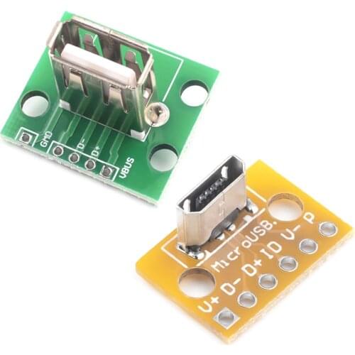 10pcs Vertical USB MicroUSB Micro USB 2.0 Female Head A Connector Port Socket 2.54mm PCB Converter Adapter Breakout Board