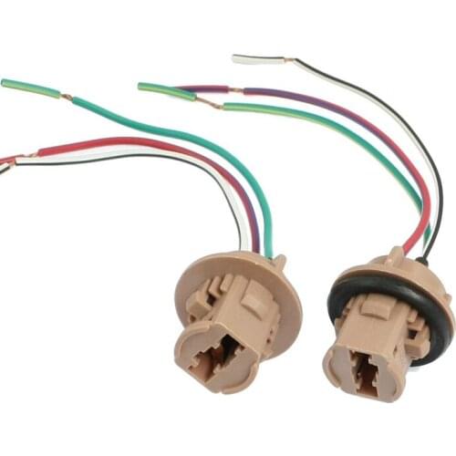2 Pcs T20 7443 LED Bulb Brake Turn Signal Light Sockets Harness Wire Plugs
