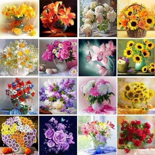 Diamond Painting 5d Diy Flower Colorful Full Drill Round Embroidery Sale Pictures With Rhinestones Hobby Handmade Room Decor