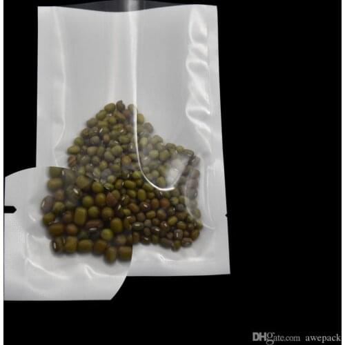 6*9cm Small Front Clear / White Plstic Open Top Bag Heat Sealable Translucent Food Grade Plastic Vacuum Poly Bags Wholesale