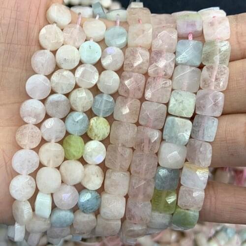 8mm Natural Morgan Stone Beads 15'' Faceted Coin Square DIY Loose Beads For Jewelry Making Beads Women Bracelet Necklace Gift