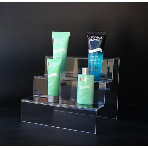 Acrylic ladder display shelf for wallet jewelry sunglasses decoration ornaments stands clear stairs display show props 3 tier