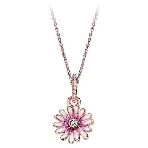 Authentic 925 Silver Charm New Rose Gold Pink Daisy Without chain Pendant Fit Pandora Women Bracelet & Necklace Diy Jewelry