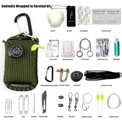 29in1 Outdoor SOS Emergency Equipment emergency bag field survival box self-help box equipment for Camping Hiking saw/fire