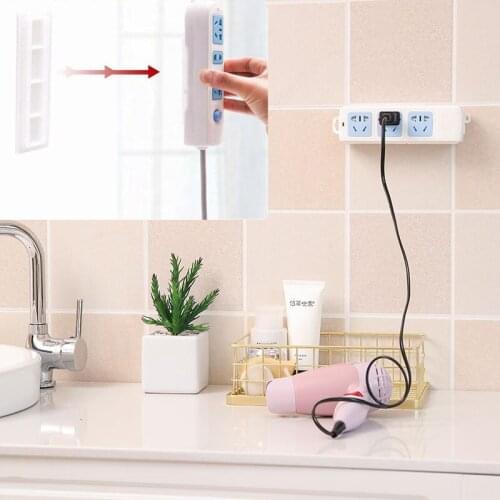Seamless Punch-free Plug Sticker Holder Wall Fixer Power Strip Holders Storage for Sockets Wall Holders Shelf Stand Holder