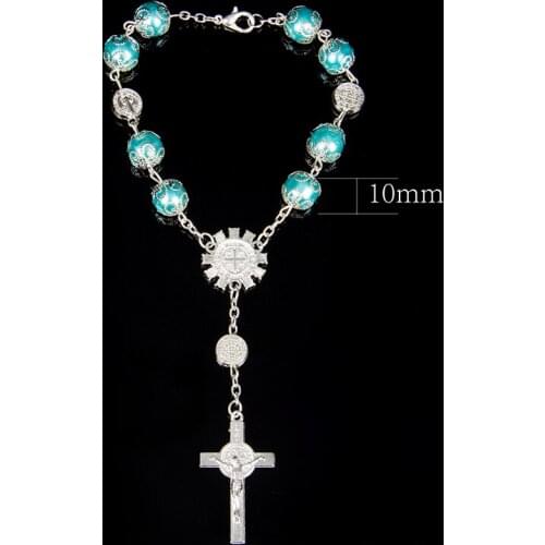 Bracelet Imitation Pearl Beads Catholic Rosary Catholic Holy Communion Cup Gift Cross Crucifix Pendants Bracelet Alloy Jewelry