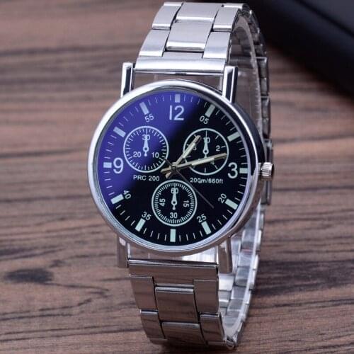 Watches for Men BlueRay Glass Steel Watch Female Three-Eye Quartz Watch Gift Mens Watch Wristwatch Mens Sports