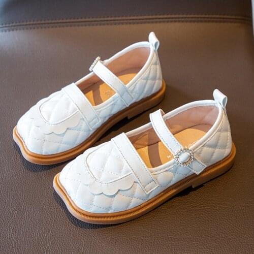 Girls Soft-soled Peas Shoes 2021 Kids Leather Shoes Autumn Causal Flats New Style Fashion Sweet Students Shoes All-match 23-34