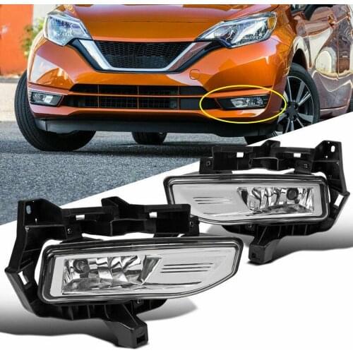 JanDeNing For Clear Fog light Front Lamps Full Kit W/ Harness For Nissan Versa Note 2017-2019