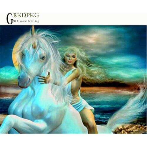 Unicorn woman 5d diamond painting full drill square diamond embroidery Cross stitch pictures of rhinestones Wedding decoration