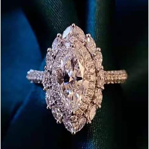 18K White Gold Women Ring Moissanite Diamonds 1 2 3 4 5 Carat Marquise Luxurious Flash Wedding Party Engagement Anniversary Ring
