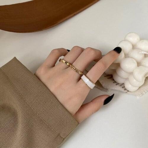 Resizable Hollow Rings Set for Women Punk Metal Geometric Round Finger Ring Fashion Jewelry Female Wedding Bands Party