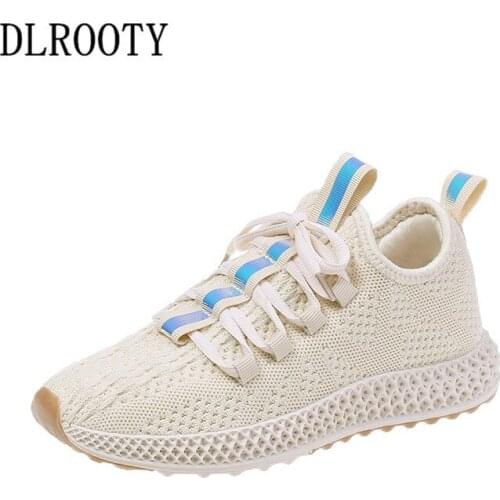 Women Flats Casual Shoes Summer Fashion Outdoor Sneakers Breathable Couple Lace Up Shoes Woman Platform Mesh Round Toe Walk