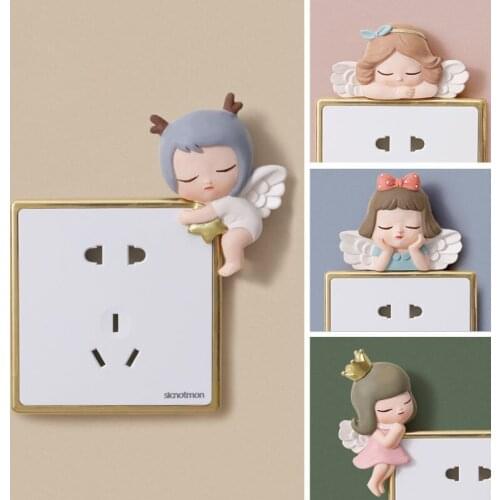 Cute little girl home room wall decoration childrens room wall switch stickers stereo socket stickers