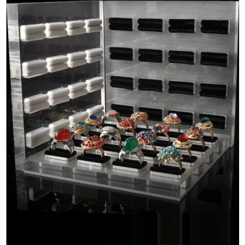 Fashion 16 slots Acrylic finger Ring Display Holder Organizer finger Ring Showcase Jewelry Display Props Free Shipping