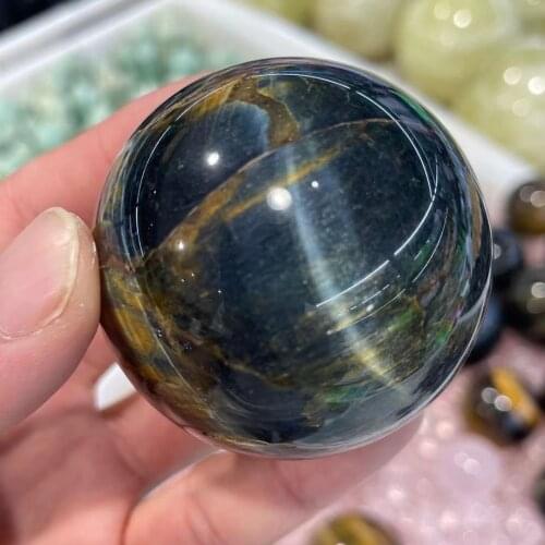 Natural Blue Tiger Eye Rare Sphere Healing Reiki Stones Gemstone Crafts Minerals 1PC