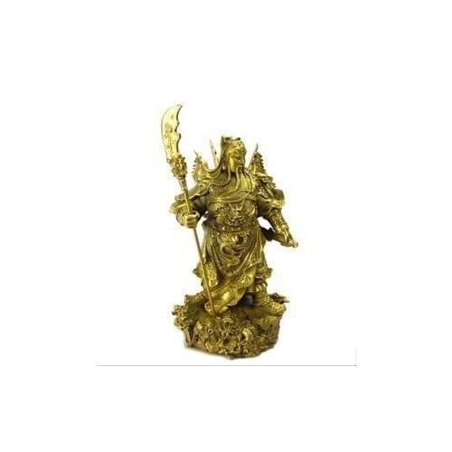 Cheap pure brass copper statue of Guan Gong Wu Sheng Guan garden statue home decoration wedding animal Brass head Meshach 25cm
