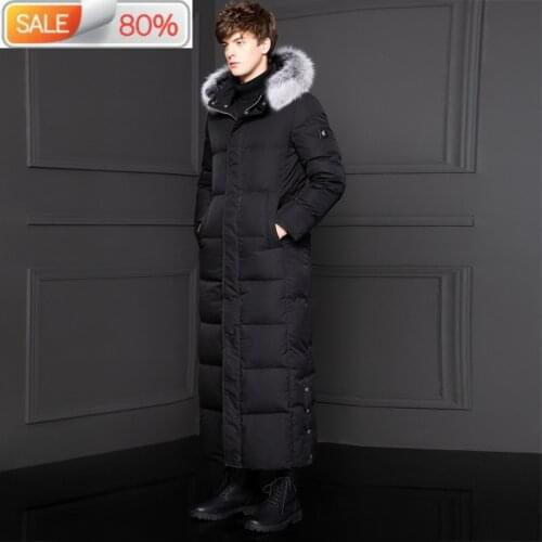 2020 New Goose Down Jacket Long Winter Coat Men Fox Fur Collar Thick Warm Plus Size Mens Jackets Overcoat 0007