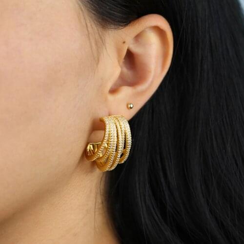 New design hollow earring fashion multi wrap circle hoop for women girl paved rainbow colorful cz delicate gorgeous jewelry gift