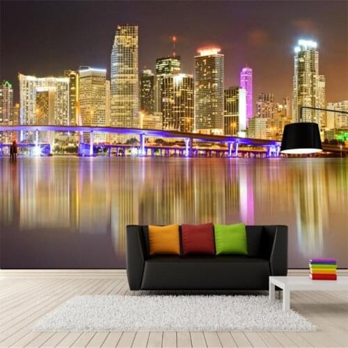 Wallpapers YOUMAN Custom Modern 3D Stereoscopic Non-Woven Wallpaper Living Room Wall Mural City Night Landscape Wallpaper Mural