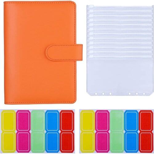 13Pcs A6 Binder Pockets with A6 PU Leather Binder Sleeve 6-Ring Budget Binder with Cash Envelope, Budget Envelope System