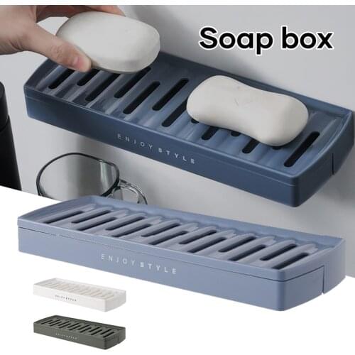 Punch Free Drainage Fast Drying Clear Anti Moisture Soap Holder Box Stand for Bathroom Shower Campers Apartments Soaps Rack
