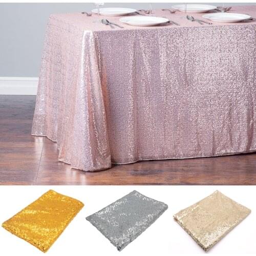 228x335cm Rectangular Table Cover Glitter Sequin Table Cloth Rose Gold Silver Tablecloth for Wedding Party Hotel Home Decoration