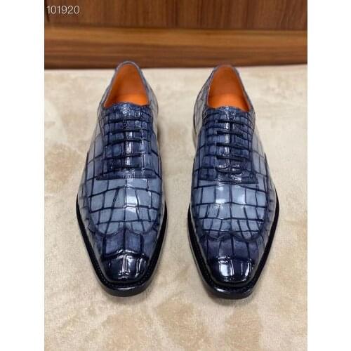Sipriks Luxury Comfort Original Crocodile Skin Dress Shoes For Men Italian Goodyear Welted Shoes Patina Gray Decent Shoes 45 46
