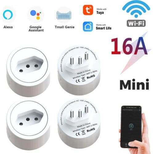 16A Smart Plug WiFi Brazil Smart Home Intelligent Outlet With Power Monitor Timing Voice Control Works With Google Home Alexa