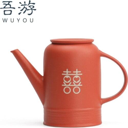 Wedding Kettle Festive Ceramic Household Red Water Pitcher Wedding Supplies Large Capacity Single Teapot Dowry Pair