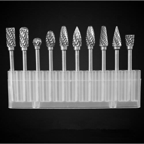 QWORK 10pcs 3x6mm Dremel Carbide Burrs Drill Bit Rotary Burr Micro Drill Bits for Metal Woodworking Carving Tool Glass Diamond
