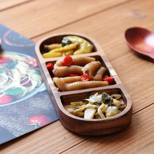 Creative Seasoning Plate Dishware Vintage Wooden Sauce Dipping Dish Tableware Sauce Vinegar Snack Dish Kitchen Accessories