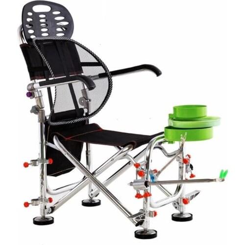 Outdoor Folding Fishing Chairs Rotatable adjustment Portable Aluminum Alloy Chair with Fishing rod support