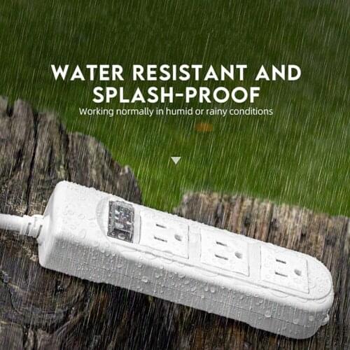 1500 Wat Anti-Electric Outdoor Power Strip Arch Overload Protection Shock Weatherproof Flat Plug 3 Outlets for Home Garden Patio