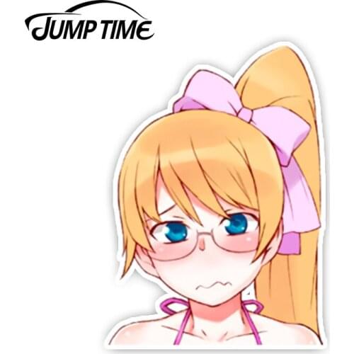 Jump Time 13cm x 10.2cm Aquarion EVOL Anime Mix Peeker Cute Girl Car Stickers Waifu Decals Car Styling Motor Car Accessories