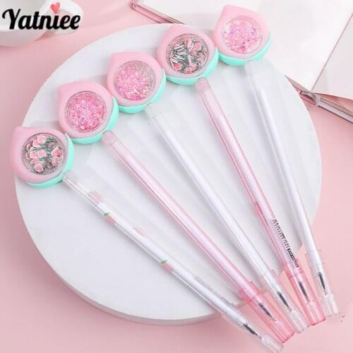 Yatniee 4pcs/pack Creative Peach Gel Pen Cute Kawaii Signature Pens Office School Writing Supplies Stationery Gift 0.38mm