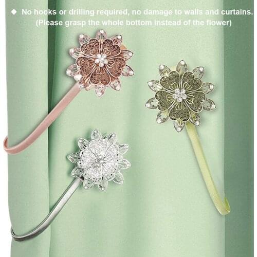 Curtain Tiebacks, 4 Pack Decorative Drapes Curtain Clips Buckle, Flower Curtain Tie Back, European and American