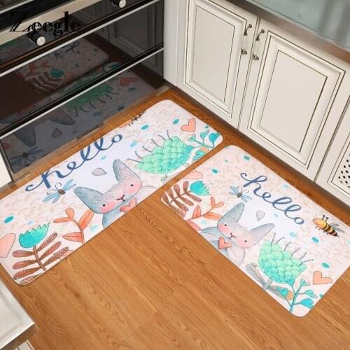 Zeegle Kitchen Mat Hall Bathroom Home Rug Absorbent Non-slip Coral Velvet Mats Carpet Strips Tapete Kids Bedroom Bedside Rugs