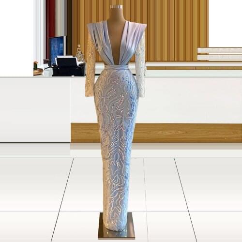 Deep V Neckline Long robes de soirée femme chic vestidos de famosas vestido fiesta mujer elegante Prom Dresses Free Customized