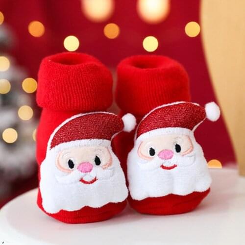 Winter New Childrens Socks Woolen Ring Thickened Turn Mouth Cartoon Newborn To 3 Years Old Baby Socks Doll Christmas Baby Socks